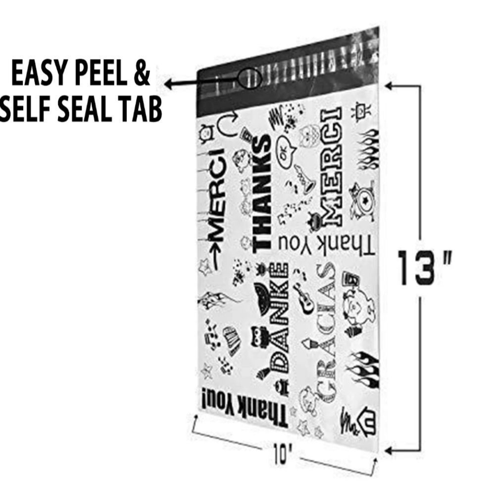 8/$20 Thank You Polymailers 10x13 Poly Mailer Bags Self Sealing Multi Language - Picture 2 of 3